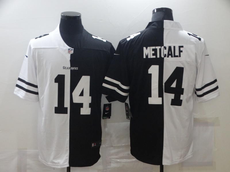Men's Seattle Seahawks DK Metcalf #14 Black/White Jersey